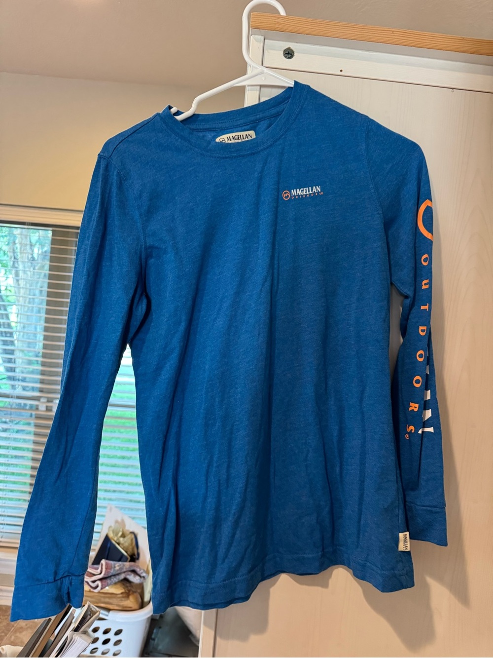 Boys Magellan Outdoors Long Sleeve Tee - Blue with Orange Accents